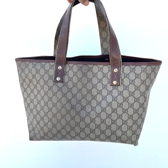 Gucci GG Monogram Tote Bag Web Loop Coated Canvas Designer Authentic Purse - Picture 3 of 16